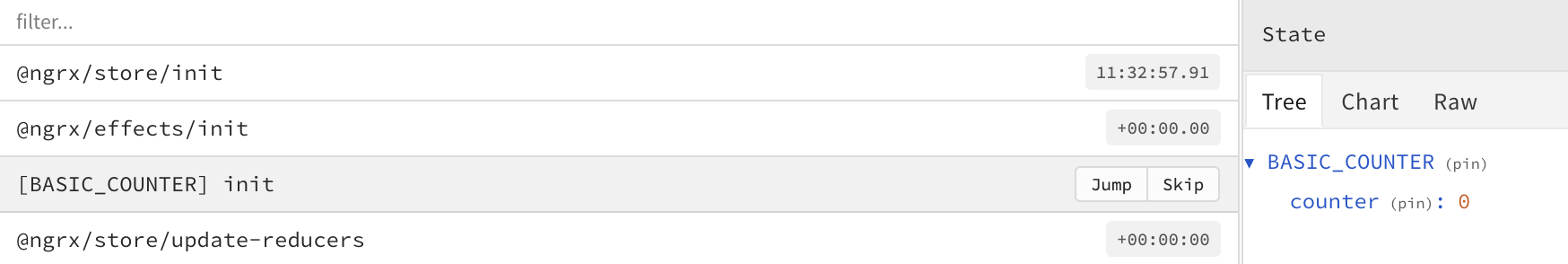 Component store in the DevTools after initialization